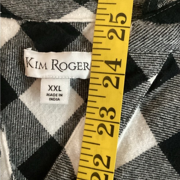 Kim Rogers Black and White Plaid Button Down Shirt, Plus Size 2 XL - Picture 8 of 9